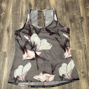 Fabletics Gray and Pink Floral Tank Top